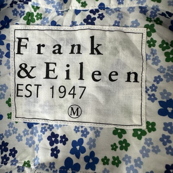 Frank Eileen Shirt Top Womens Medium Blue Floral Ditzy Button Barry Cottage - Picture 6 of 13